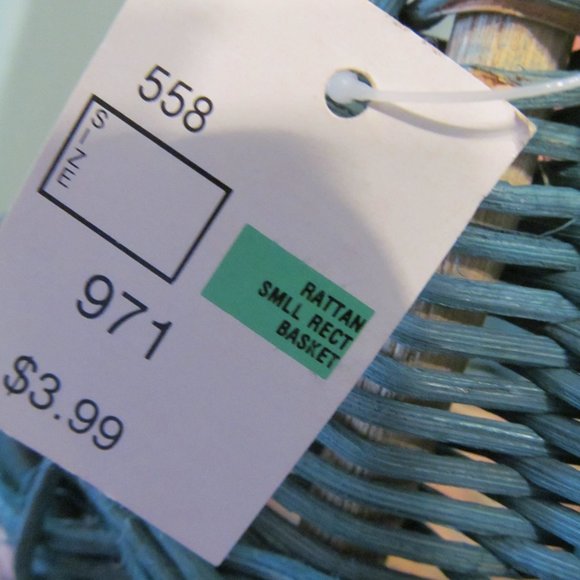 Vintage NWT 80s Dudley's Basket ~ Rattan Woven Wicker w/ Handle ~ Green & Pink - Picture 10 of 14